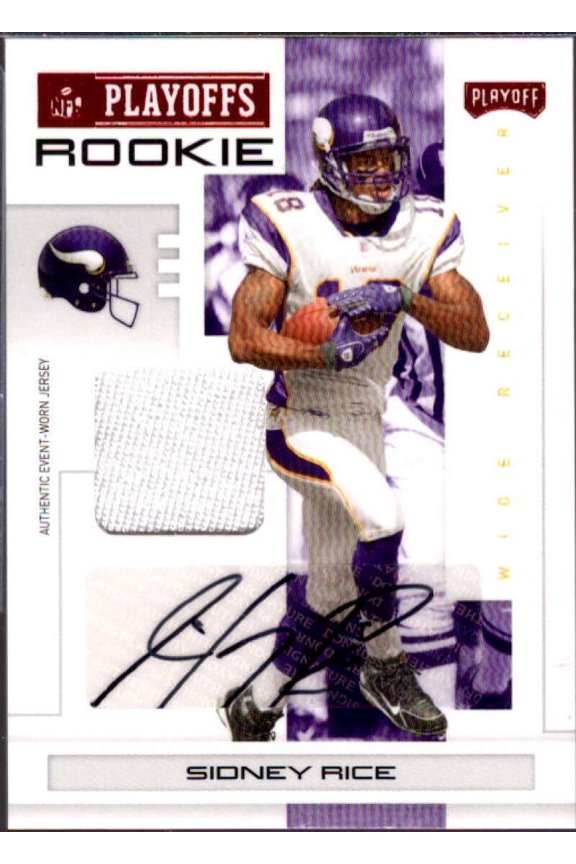 Sidney Rice Card 2007 Playoff NFL Playoffs Material Signatures Red #128