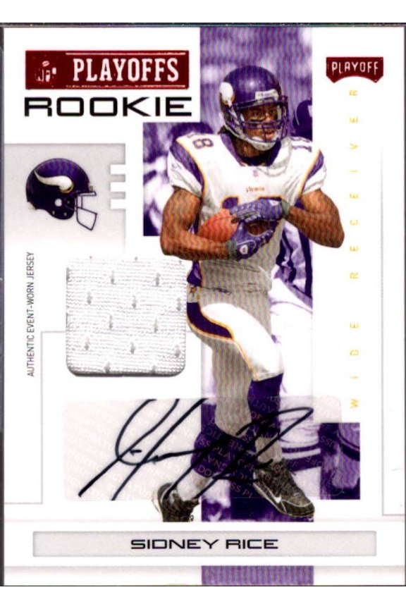 Sidney Rice Card 2007 Playoff NFL Playoffs Material Signatures Red #128