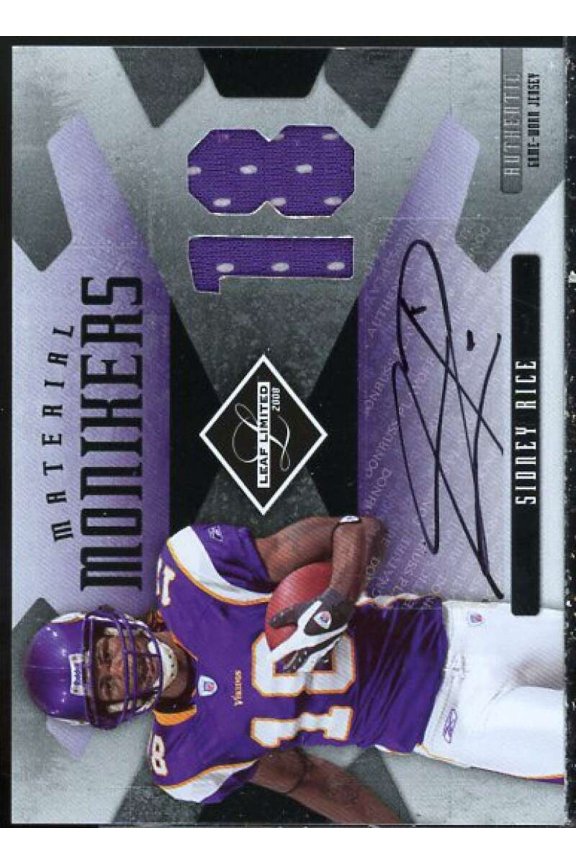 Sidney Rice Card 2008 Leaf Limited Material Monikers Jersey Number #39