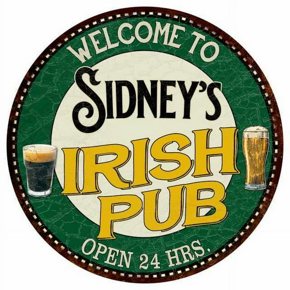 Sidney's Irish Pub 14" Round Metal Sign Kitchen Bar Wall Decor 100140036349