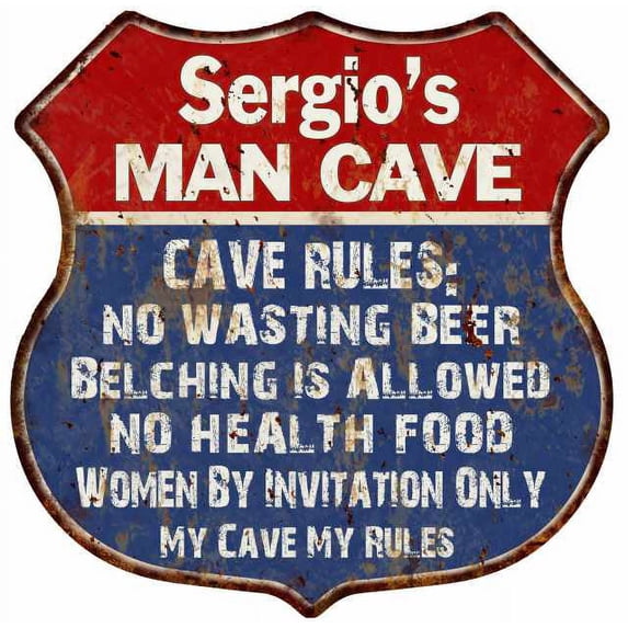 Sidney's Man Cave Rules Sign Shield Metal Gift 211110023350
