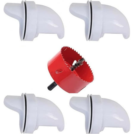 SieKoame DIY Rainproof Chicken Feeder Port Gravity Feed Kit with 4 Ports, White