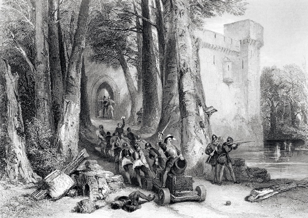 The Siege Of Lathom House 1644 During English Civil War From 19Th Century Print Of Painting By G Cattermole Engraved By W Topham Canvas Art - Ken Welsh Design Pics (17 x 12)