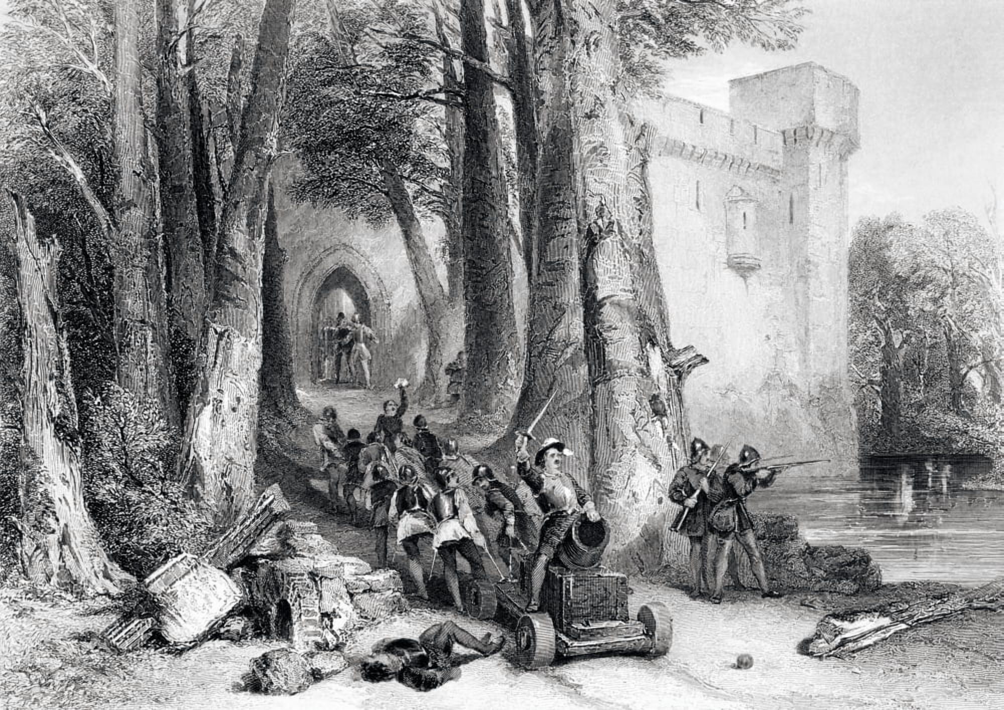The Siege Of Lathom House 1644 During English Civil War From 19Th Century Print Of Painting By G Cattermole Engraved By W Topham Canvas Art - Ken Welsh  Design Pics (34 x 24)