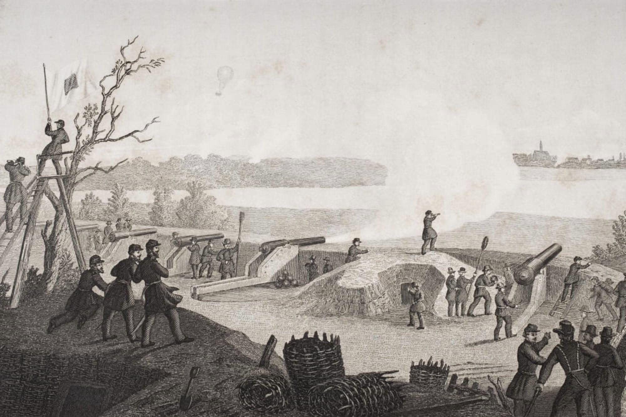 Siege Of Yorktown Virginia 1862 Drawn By FB Schell Canvas Art - Ken Welsh Design Pics (34 x 22)
