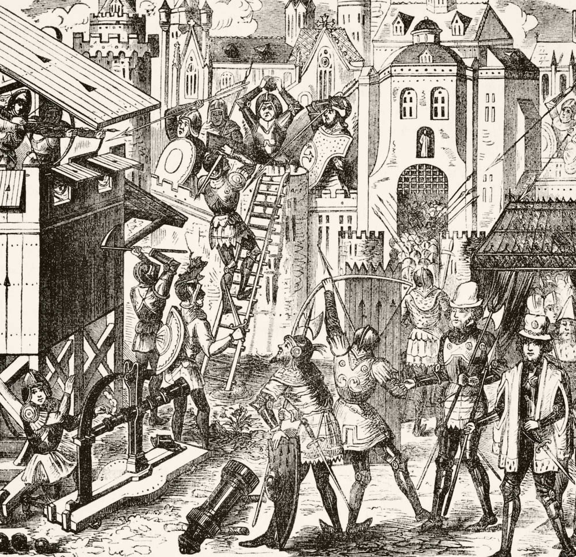 Siege Operations In The 15Th Century From The National And Domestic History Of England By William Aubrey Published London Circa 1890 Canvas Art - Ken Welsh Design Pics (24 x 24)