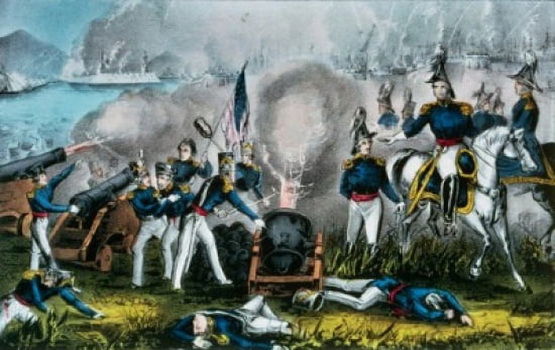 Siege Of Vera Cruz March 1847 Currier & Ives(1834-1907 American) Color Lithograph Library of Congress Washington DC USA Canvas Art - Currier & Ives (18 x 24)