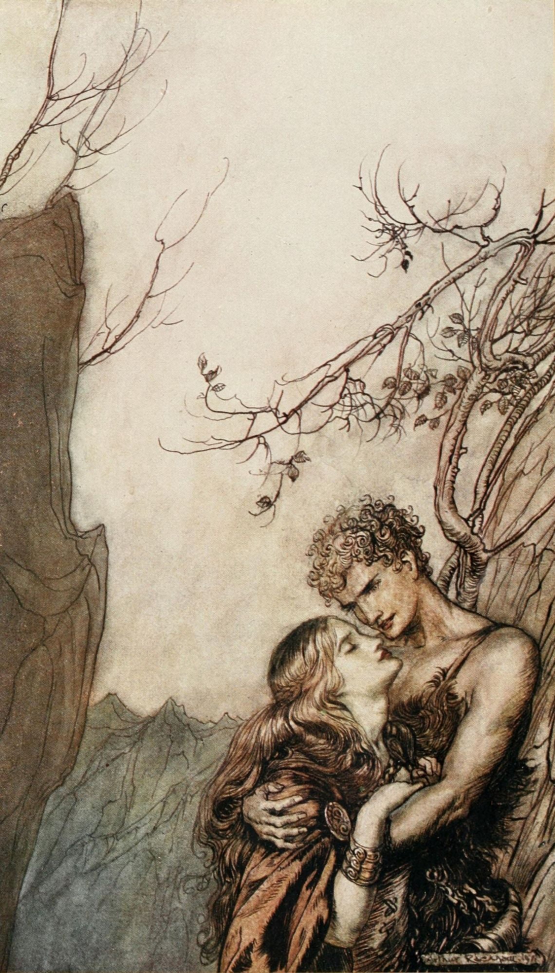 Siegfried 1924 Br???nnhilde & Siegfried Canvas Art - A Rackham (18 x 24)
