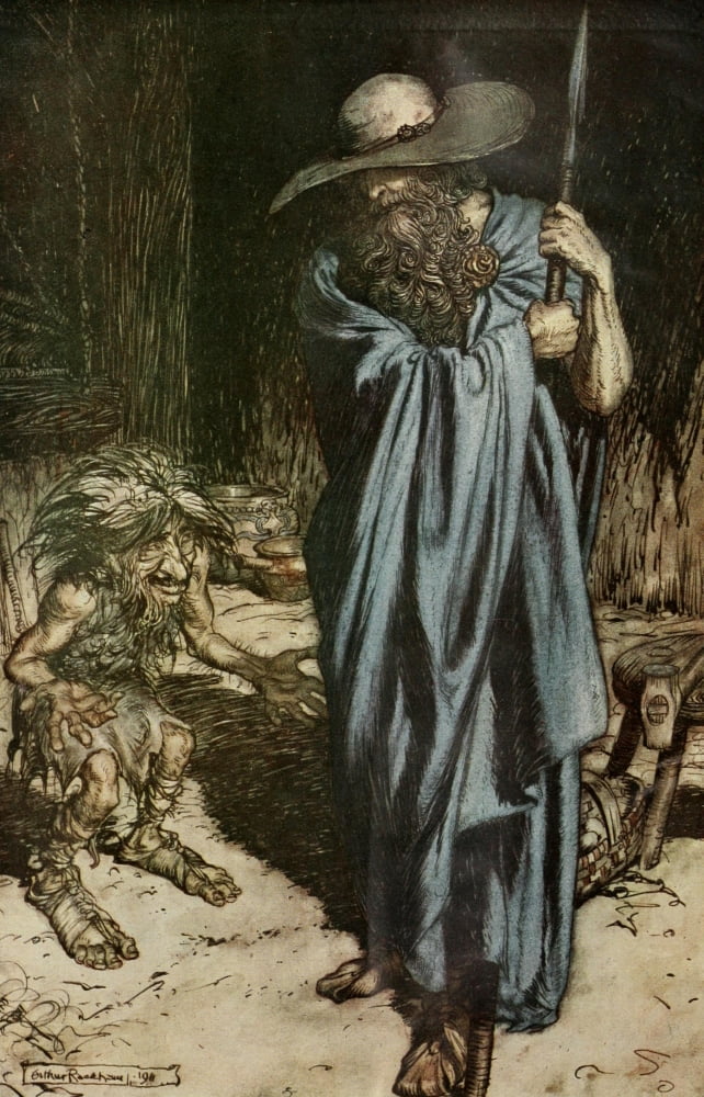 Siegfried 1924 Mime & the wanderer Canvas Art - A Rackham (18 x 24)
