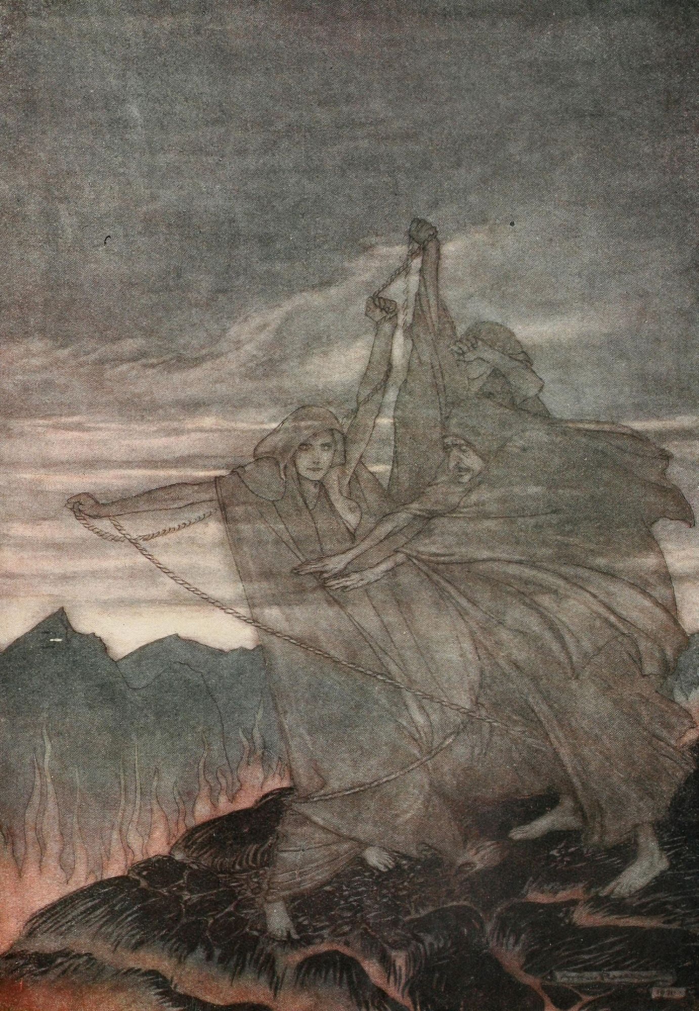 Siegfried 1924 Norns vanish Canvas Art - A Rackham (18 x 24)