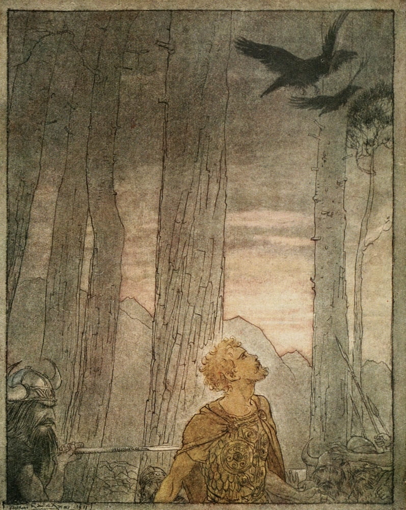 Siegfried 1924 Siegfrieds death Canvas Art - A Rackham (18 x 24)