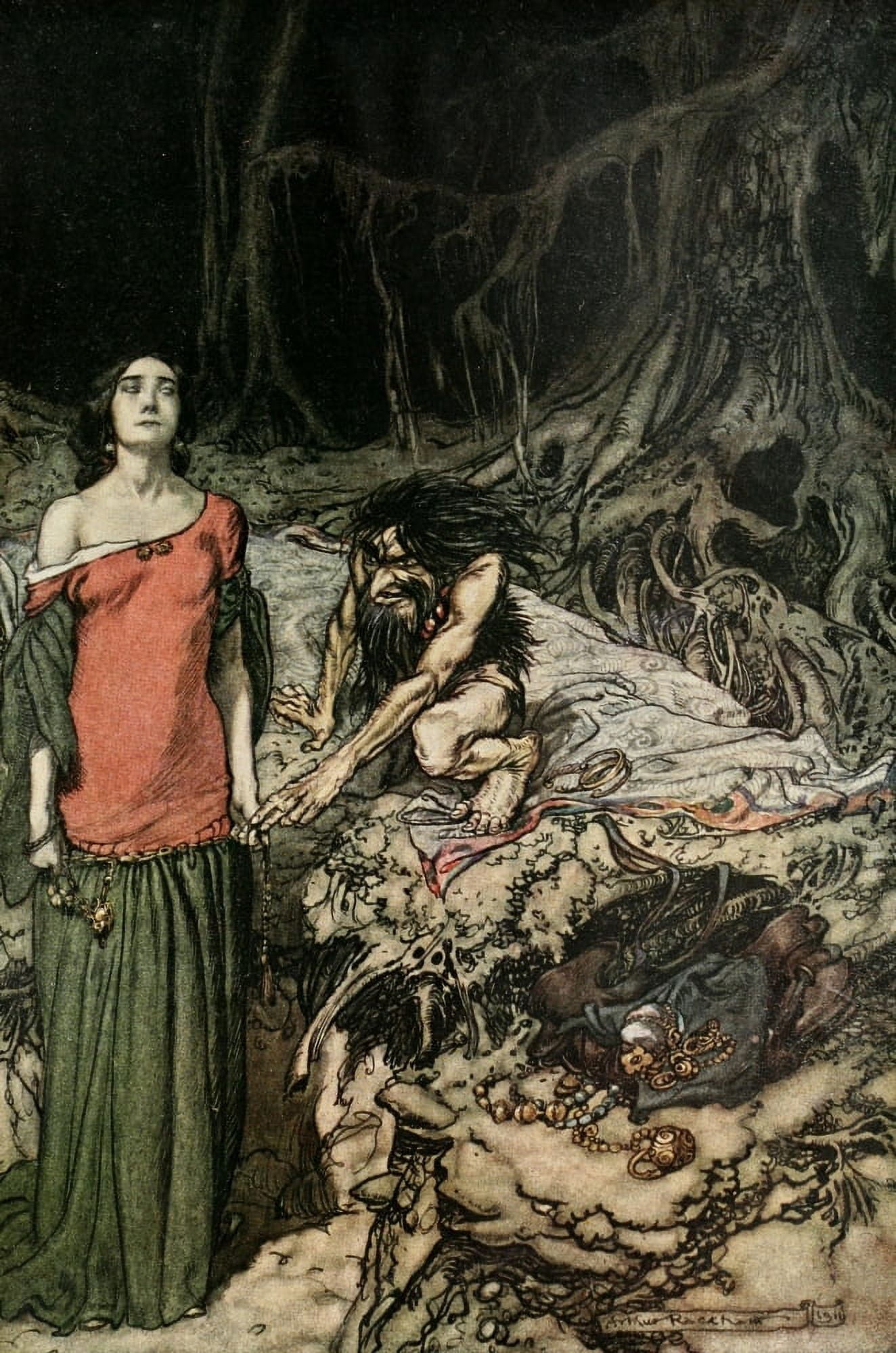 Siegfried 1924 Wooing of Grimhilde Canvas Art - A Rackham (18 x 24)