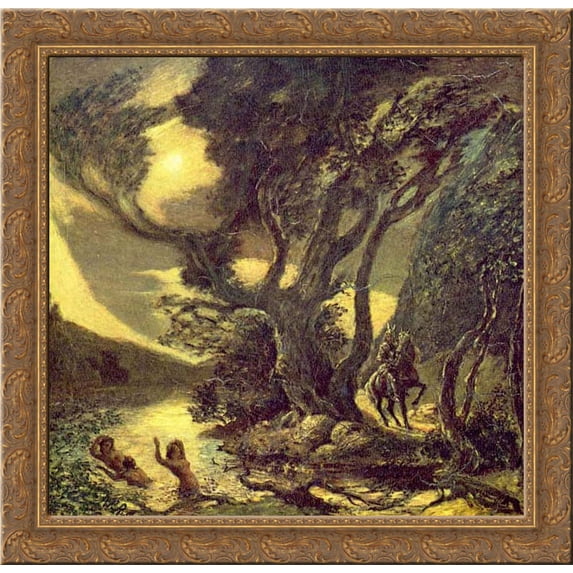 Siegfried and the Rhine Maidens 20x20 Gold Ornate Wood Framed Canvas Art by Pinkham Ryder, Albert