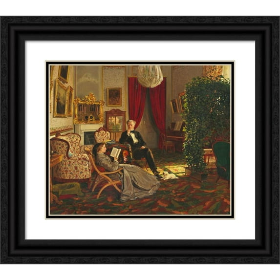 Siegwald Dahl 17x15 Black Ornate Wood Framed Double Matted Museum Art Print Titled - Interior from Glorup