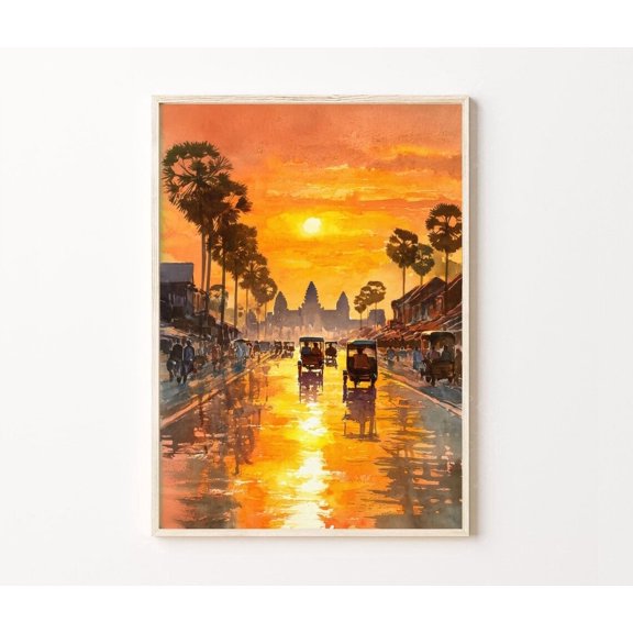 Siem Reap Cambodia Angkor Wat Sunset Home Decor