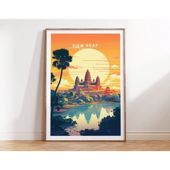 Siem Reap Cambodia Angkor Wat Wall Art, Unframed Paper Print Size 8x12