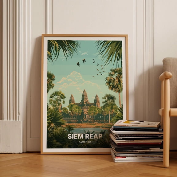 Siem Reap Cambodia Travel Poster, Angkor Wat Art, Unique Wedding & Birthday Gift Idea, Home Decor Wall Art, Modern Wall Decor, 16x24 UNFRAMED