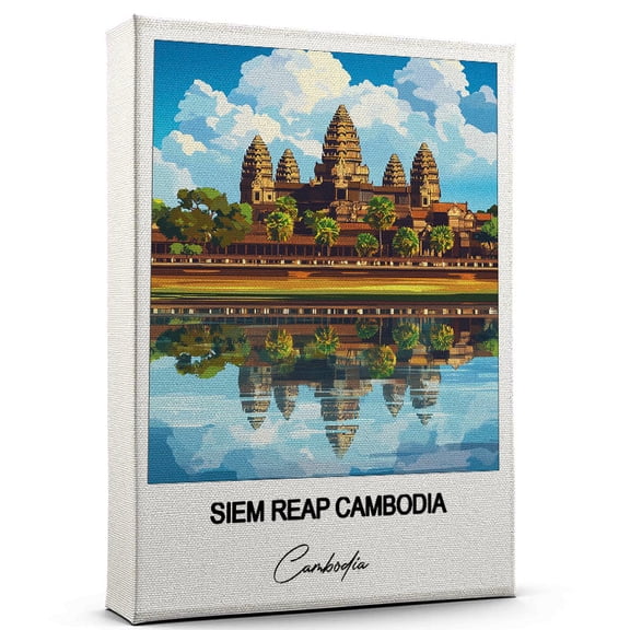 Siem Reap Cambodia Travel Poster Canvas  Cambodia Canvas  Unique Gift Idea for Home, Office, or Living Space