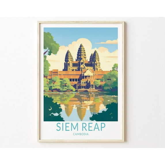 Siem Reap Cambodia Travel Poster Wall Art, Siem Reap Cambodia Travel Poster, Siem Reap Travel Illustrations Poster, Traveler Home Decor Wall Art, Modern Wall Decor, 24x36 UNFRAMED