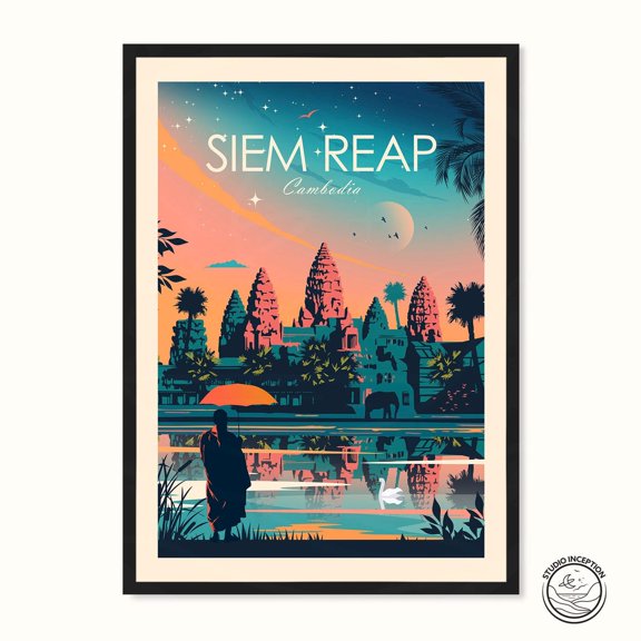 Siem Reap Traditional Print Cambodia Print Wall Art Angkor Wat Print Asia Print Wall Decor Studio Inception
