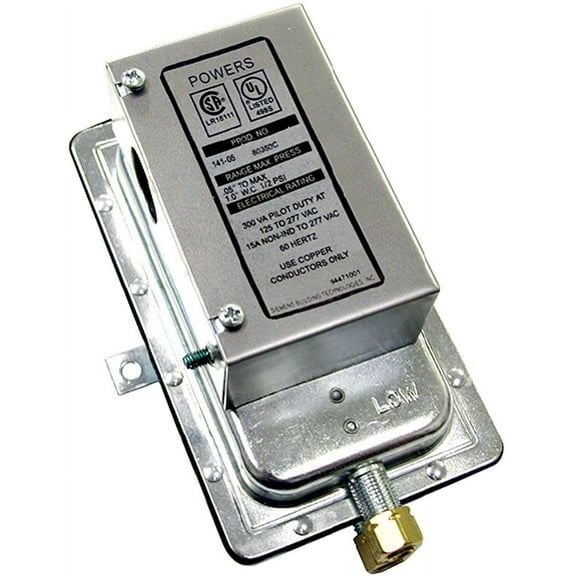 Siemens 141-0575 Powers SW 141 Line Voltage Differential Static Pressure Airflow Switch, Manual Reset, Silver