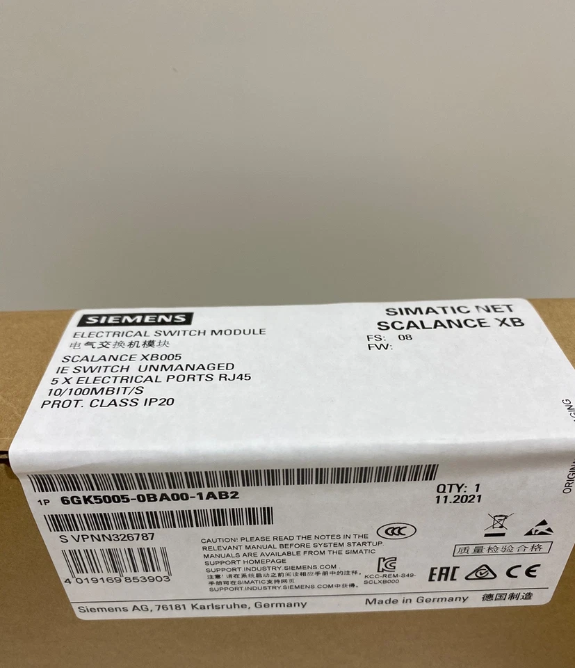 Siemens 6GK5005-0BA00-1AB2 Ethernet Switch, Original Brand New 2-4 Days Delivery
