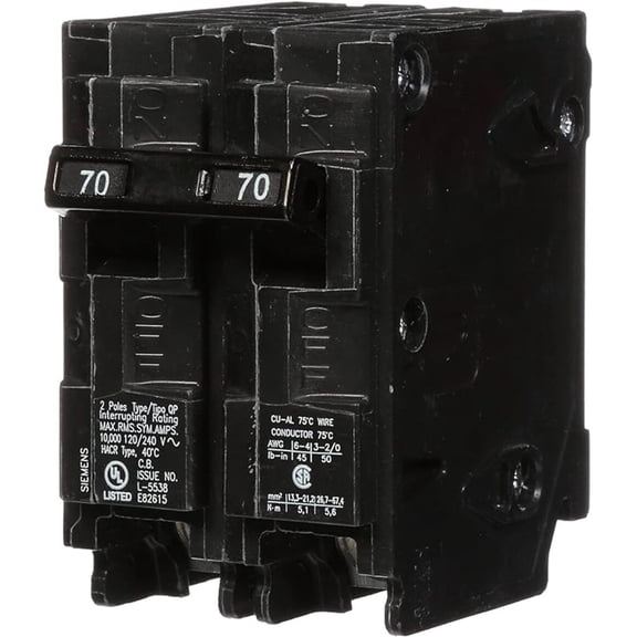 Siemens 70/70 AMP Tandem Single Pole Breaker Q270