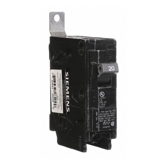 Siemens Circuit Breaker,20A,Bolt On,120/240V,1P B120HH