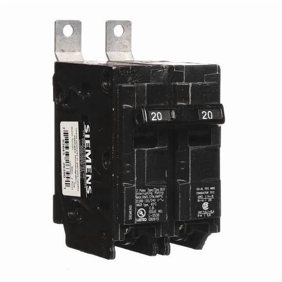 Siemens Circuit Breaker,20A,Bolt On,120/240V,2P B220H