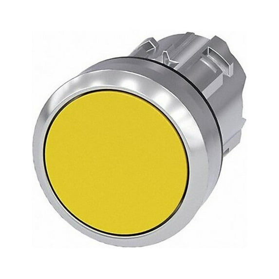 Siemens Flush Push Button,Yellow,Non-Illum,22mm 3SU1050-0AB30-0AA0