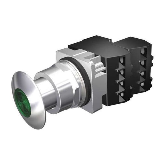 Siemens Illuminated Push Button,30mm,Green,6VAC 52PP3G3U