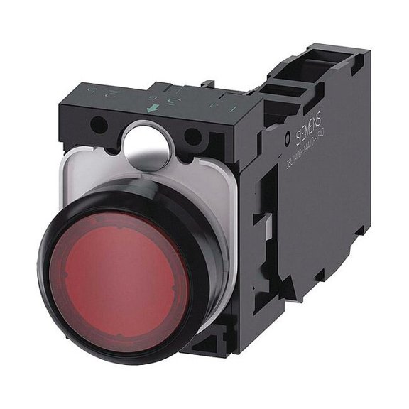 Siemens Illuminated Push Button,Red,22mm,LED 3SU1102-0AB20-1FA0
