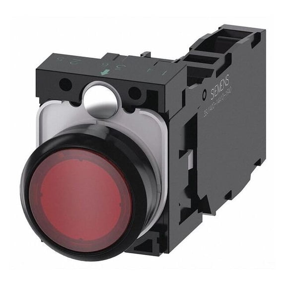Siemens Illuminated Push Button,Red,22mm,LED 3SU1103-0AB20-1FA0