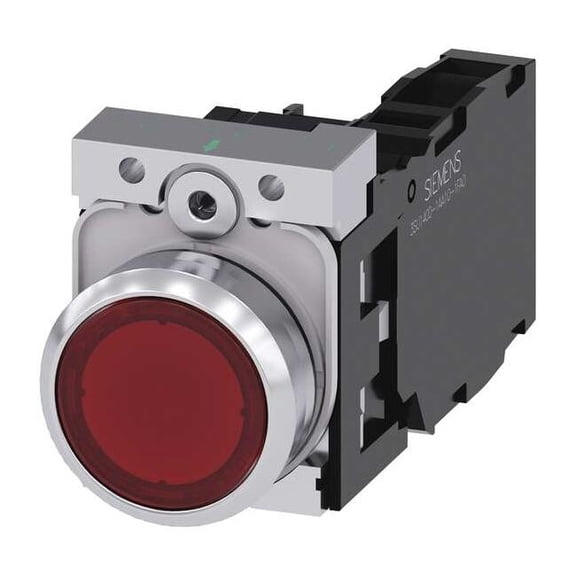Siemens Illuminated Push Button,Red,22mm,LED 3SU1153-0AB20-1FA0