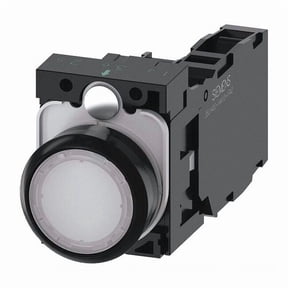 Siemens Illuminated Push Button,White,22mm,LED 3SU1102-0AB60-1FA0