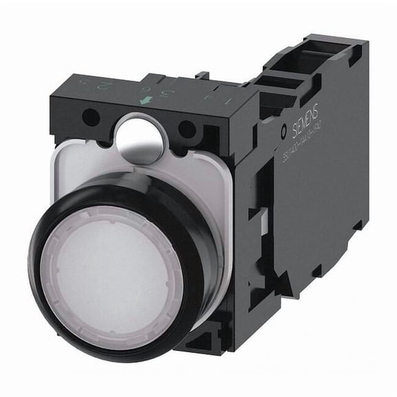 Siemens Illuminated Push Button,White,22mm,LED 3SU1102-0AB60-1FA0