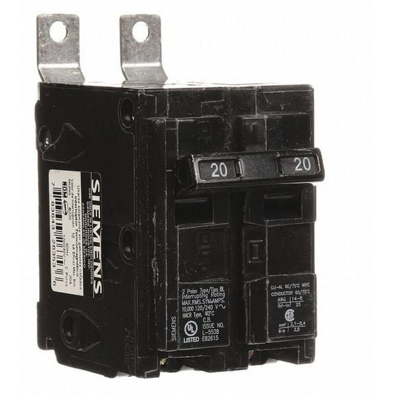 Siemens Circuit Breaker,20A,Bolt On,120/240V,2P 17605B-8ESF