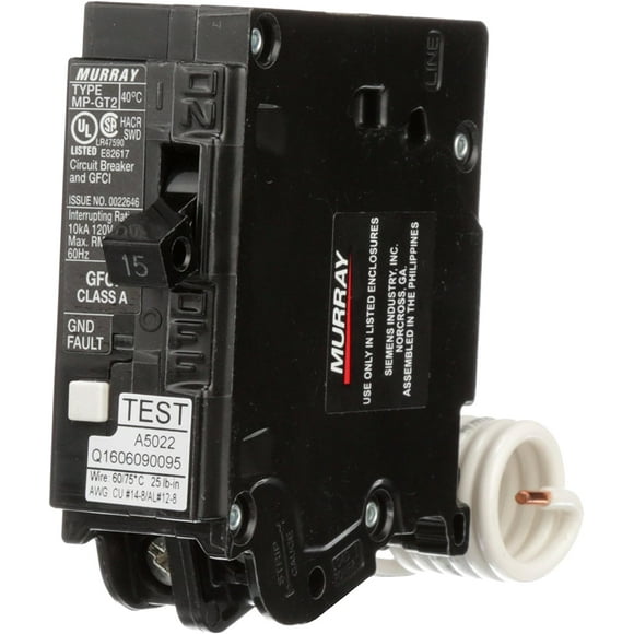 Siemens MP115GFA Murray 15-Amp 1 Pole 120-Volt Ground Fault Circuit Interrupter with Self Test & Lockout Feature