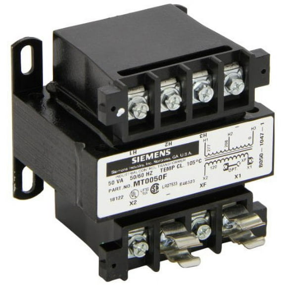 Siemens MT0050F Industrial Power Transformer, Domestic, 208/277 Primary Volts 50/60Hz, 120 Secondary Volts, 50VA Rating