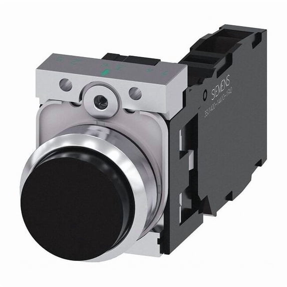 Siemens Push Button,22mm,Black,Metal Bezel 3SU1150-0BB10-1FA0