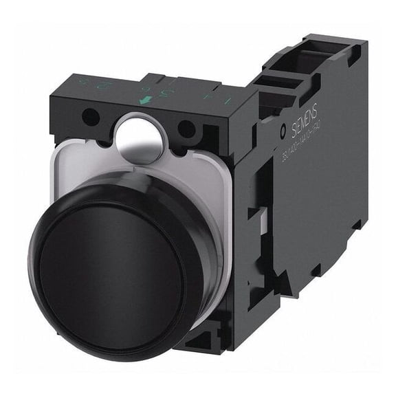 Siemens Push Button, 22mm, Black, Plastic Bezel 3SU1100-0AB10-1FA0