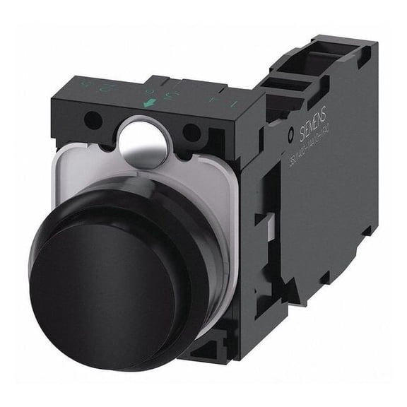 Siemens Push Button, 22mm, Black, Plastic Bezel 3SU1100-0BB10-1FA0
