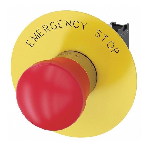 Siemens Push Button,22mm,Red,Metal Bezel 3SU1150-1HA20-1CG0