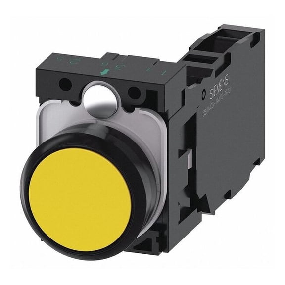 Siemens Push Button, 22mm, Yellow, Plastic Bezel 3SU1100-0AB30-1FA0