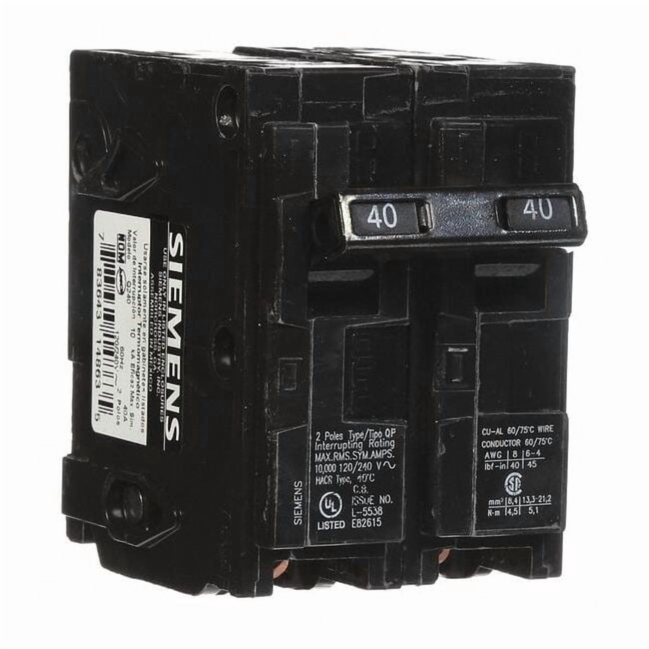 Siemens Q240 40 Amp Dual Pole Circuit Breaker