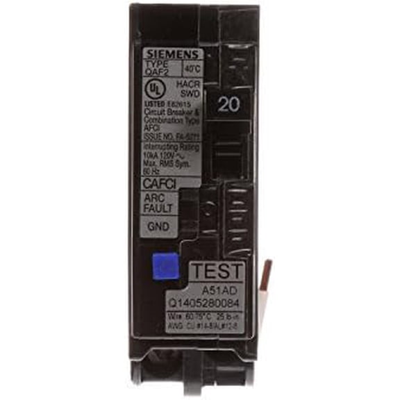Siemens QA120AFC 20-Amp Single Pole 120-volt Plug-On Combination AFCI Breaker