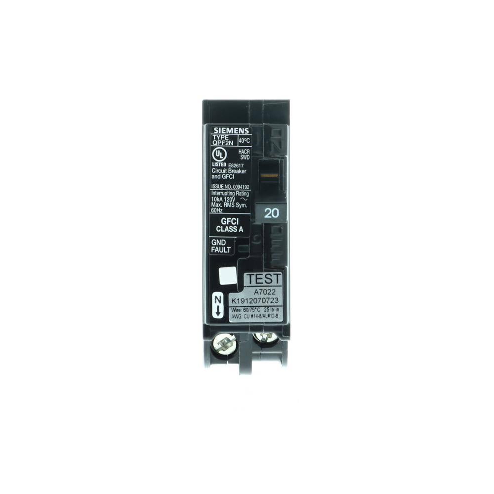 Siemens QF120ANP 20 Amp 1-Pole GFCI Plug-On Neutral Circuit Breaker