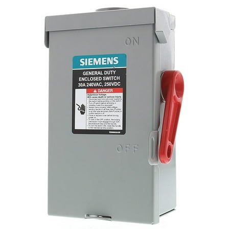 Siemens Safety Switch, Fusible, 30 A, Steel GF221NRA