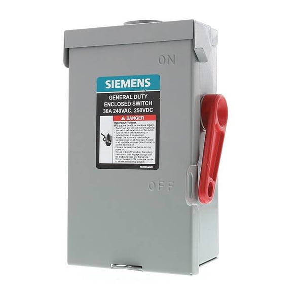 Siemens Safety Switch, Fusible, 30 A, Steel GF221NRA