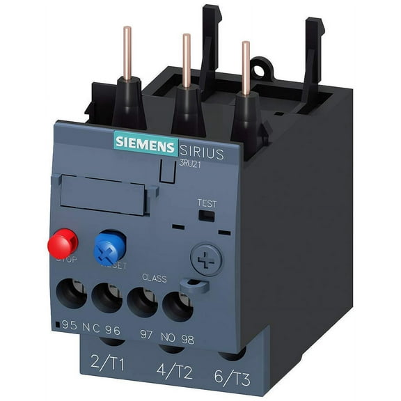Siemens Sirius 3RU21264CB0 Thermal Overload Relay, 17 to 22A Range, Size S0, Trip Class 10, Manual/Automatic Reset, Contactor Mounting, Screw Terminal CA2